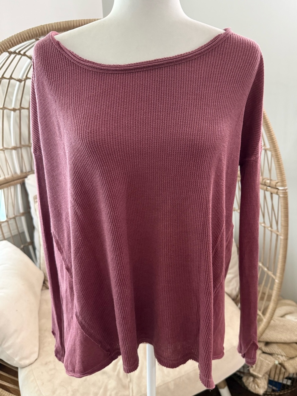 Ecote Urban Outfitters Purple Waffle Knit Oversized Thermal Top Small